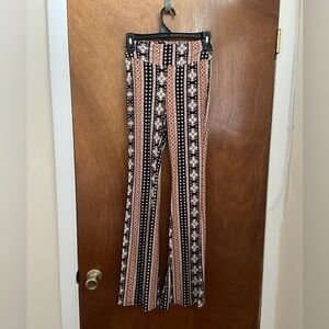 No Boundaries Burgundy & Black Patterned Wide-Leg Pants